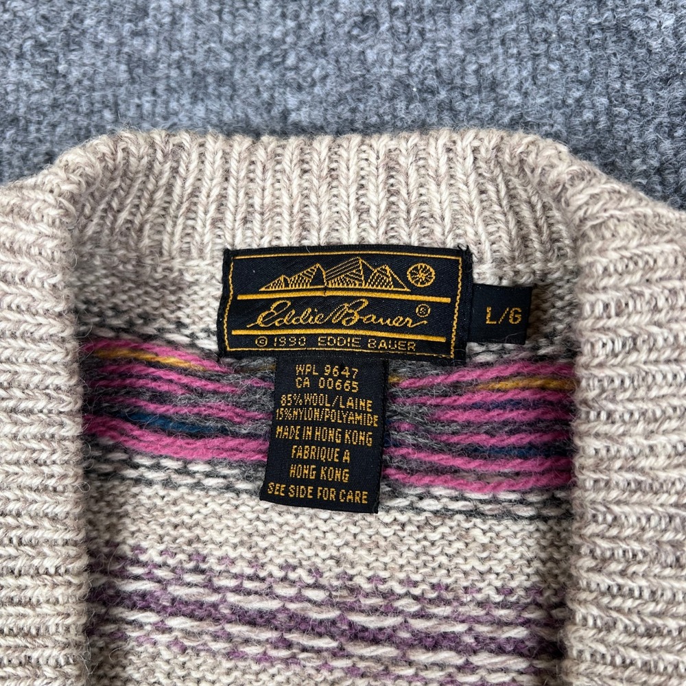 VTG Eddie Bauer Cardigan Sweater Vest Womens M* Fair Isle Hearts Grandma Cottage - Picture 3 of 8
